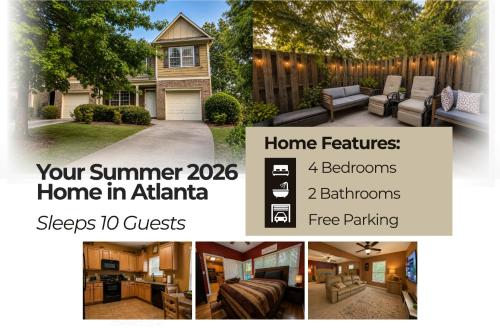 4BR Home with calif king bed Sleeps 10, Gym near Airport — other in 501 Tufton Tr, Atlanta, GA 30354, United States