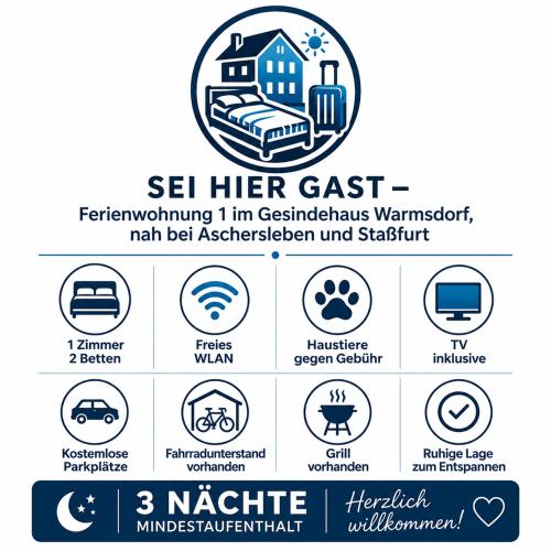 Iekārtas, Sei hier Gast - FEWO 1 Ferienwohnung im Gesindehaus Warmsdorf, Zentral zwischen Aschersleben, Bernbu in Güsten (Saxony-Anhalt)