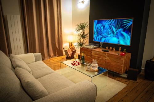 Delt lounge/TV-område, La Parenthèse Suites - appartement luxueux avec sauna et baignoire balnéo (La Parenthese Suites - appartement luxueux avec sauna et baignoire balneo) in Pont-de-l'Arche