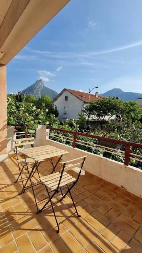 spacious apartment terrace with mountain view