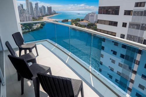 Balcony/terrace, Apartamento Unik Cartagena Edificio Poseidon in El Laguito