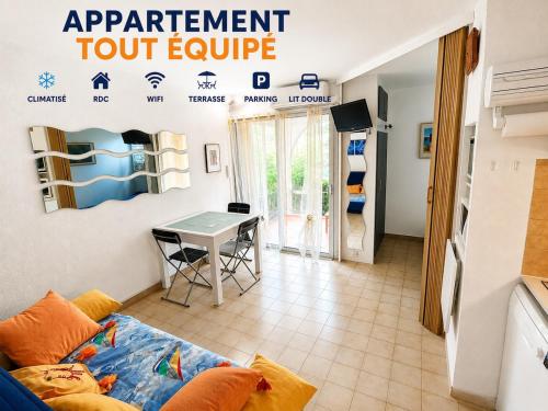 Appartement tout equipé en rdc climatisé terrasse et parking - Location saisonnière - Lamalou-les-Bains