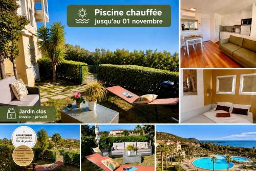 Appartement classé Premium - Le Jardin Clos Vue Mer -Parking Couvert - PISCINE Chauffée du 05-04 au 01 -11- Parc résidentiel avec espaces de Loisirs parcours de Santé, randonnées , Jeux extérieur