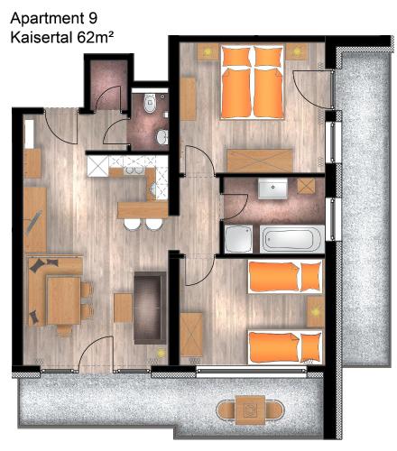 Two-Bedroom Apartment with Balcony