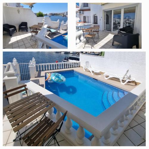Maison en bord de canal avec piscine privée et amarre privée