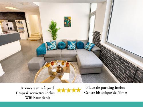 Cosy logement 5 chambres 100m2, Nîmes centre ville, Draps et serviettes, Climatisé, Parking gratuit, TGV, Arènes à pied 5 minutes