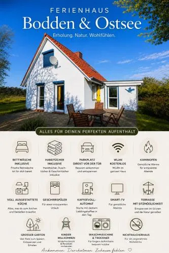 Ferienhaus am Nationalpark, Fischland Darß Zingst, großer Garten, Kamin, Terrasse, 3 SZ in Pruchten, Deutschland