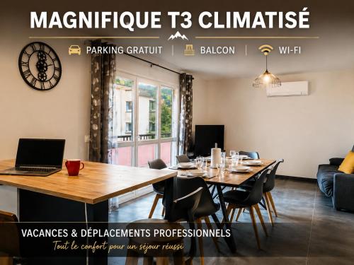 Appartement T3, spacieux, climatisé, cosy