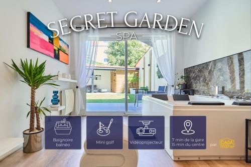 Secret garden SPA - Idéal couples et pros - 5min à pied de la gare - 10min à pied de l'Arena et du Quartier Boulingrin - Baignoire balnéo - Jardin privatif de 50m2 - Mini golf - Home cinéma