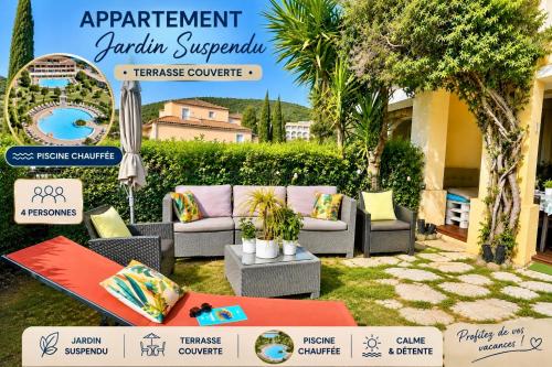 Appartement classé Premium - Le Jardin Clos Vue Mer -Parking Couvert - PISCINE Chauffée du 05-04 au 01 -11- Parc résidentiel avec espaces de Loisirs parcours de Santé, randonnées , Jeux extérieur