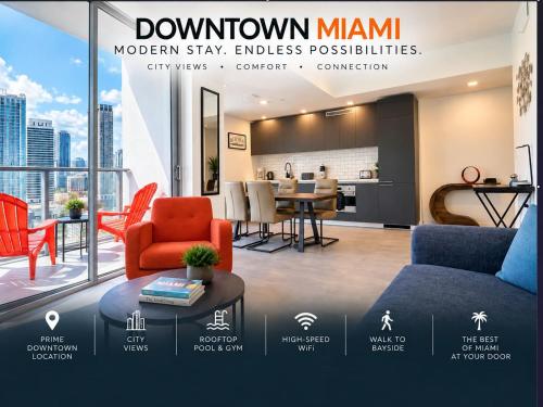Sky-High oasis heated Pool & Gym Miami Skyline Vista