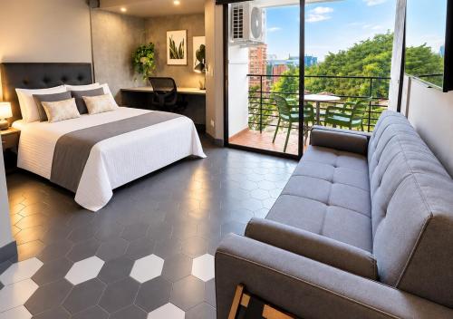 Moderno Apt, El Poblado cerca Provenza, AC, Vista, Wifi