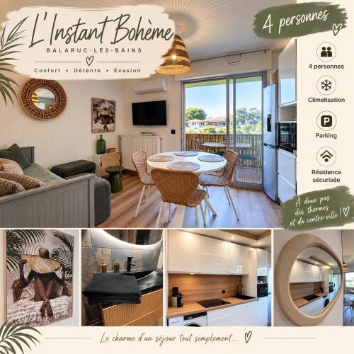 L' instant Bohème T2 1 chambre clim , piscine , parking wifi