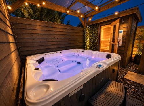  Cozy wellness cabin with home cinema and private jacuzzi ,sauna and garden between Amsterdam Haarlem and Schiphol Airport in Vijfhuizen