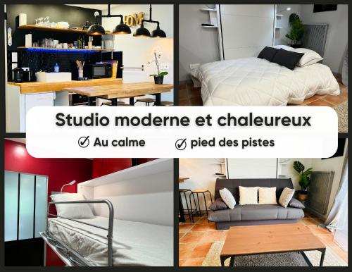 Studio moderne au pied des pistes, emplacement idéal, central et calme