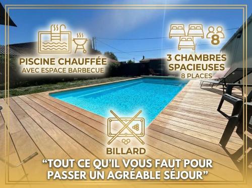 L'Authentique Billard Piscine chauffée Parking privé