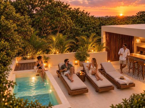 Elegant boho Tulum villa 3 pools and jacuzzi