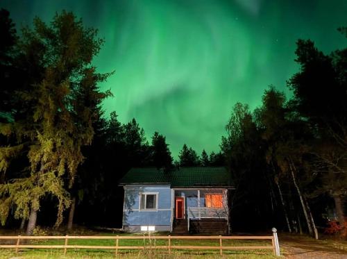 Traditional Finnish Lapland house at wild forest backyard!