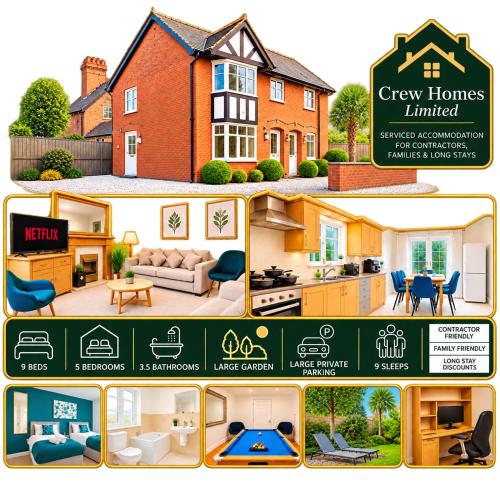 Chester Detached 5BR Contractor Stay Sleeps 9 in Pulford