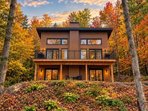 Chalet design en forêt, Foyer de pierre, 7 pers