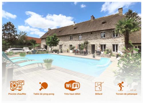 Magnifique villa pierre, toit de chaume et piscine - Location, gîte - Condé-en-Normandie