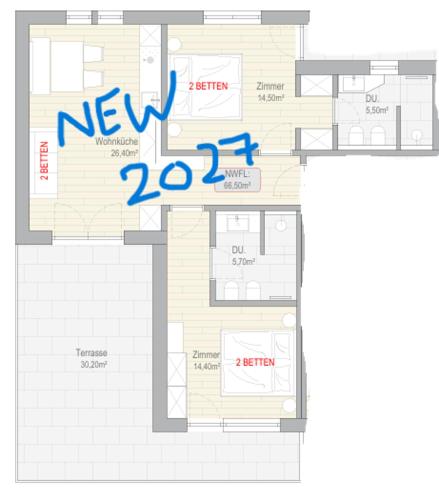2 bedrooms, 3 beds