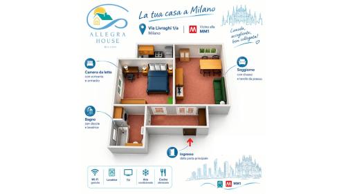 Allegra House - 50mq ultimo piano Milano M1 Villa San Giovanni