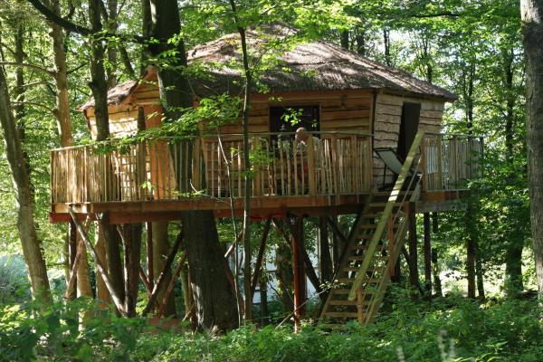 The photo shows the B&B La Cabane du Bois Dormant located in the city of Spa.