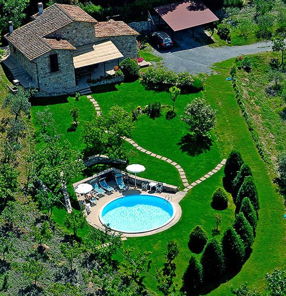 På bilden syns objektet Villa esclusiva in Toscana con piscina privata som ligger i staden San Dalmazio.