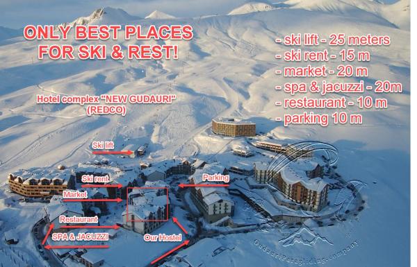 På billedet ses objektet Hostel near ski lift beliggende i byen Gudauri.