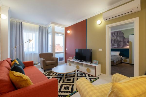 På bilden syns objektet Vitosha Blvd 3-Bedroom, 2-Bathroom Lux Suite som ligger i staden Sofia.