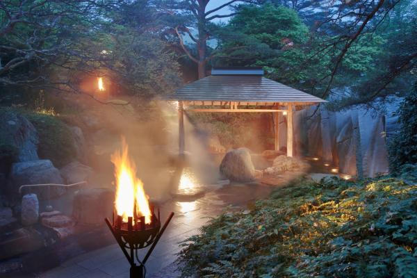 The photo shows the 仙台秋保温泉 篝火の湯 緑水亭 located in the city of Ayashi.