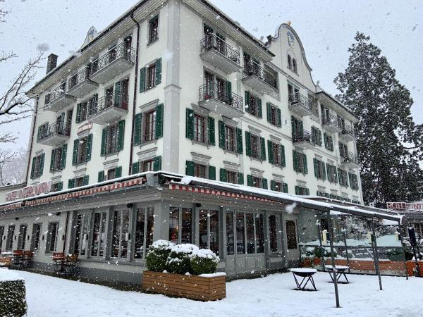 The photo shows the Hotel Interlaken located in the city of Interlaken.