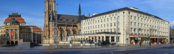 Na fotografii je vidět objekt Hotel Chemnitzer Hof nacházející se ve městě Chemnitz (Saská Kamenice).