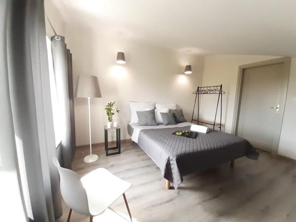 Na fotografii je vidět objekt Dom z basenem i widokiem na łąkę nacházející se ve městě Leśno.