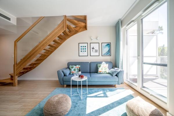 På billedet ses objektet Apartament dwupoziomowy Jurata13 na półwyspie helskim beliggende i byen Jurata.