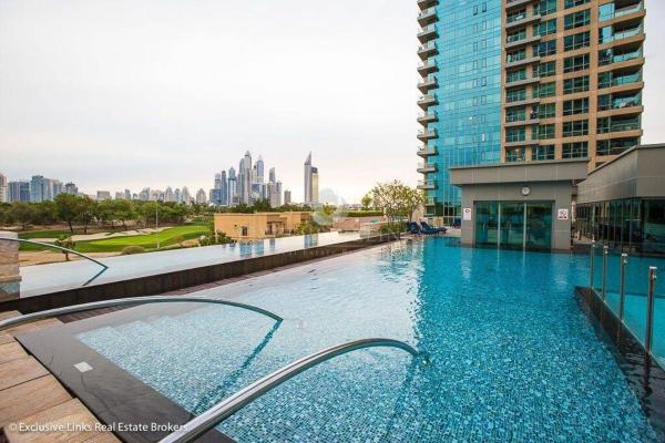 Na fotografii je vidět objekt one bedroom apartment for rent Immaculate golf & Lake view at greens nacházející se ve městě Dubaj.