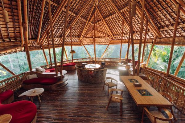 A la foto es mostra l'objecte Temple House 3bds Eco Bamboo House Pool River View situat a la ciutat de Bringkit.