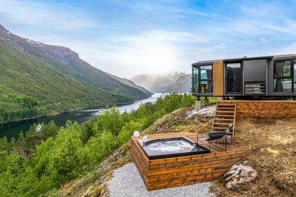 The photo shows the Sogndal Fjordpanorama - The atmosphere located in the city of Kaupanger.