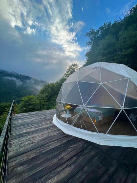 På bildet vises objektet Mtirala Glamping som ligger i byen Ch'ak'vist'avi.