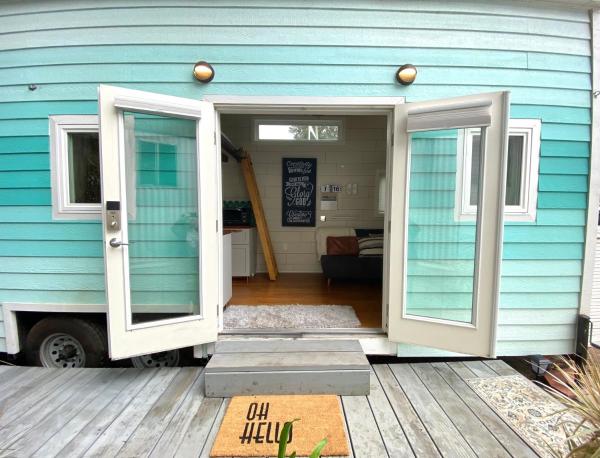 Lofted Bedroom Teal Tiny Home With Creek Views - San Luis Obispo, CA