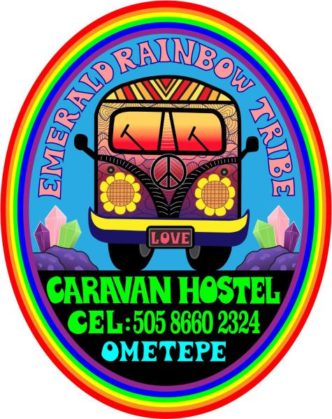 A la foto es mostra l'objecte Rainbow Caravan Hostel situat a la ciutat de Las Pilas.