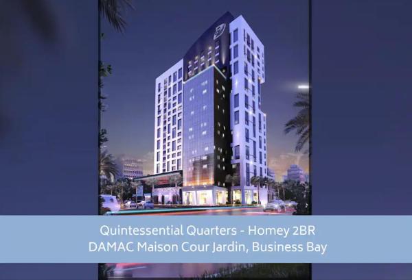Na fotografii je vidět objekt Homey 2BR DAMAC Maison Cour Jardin, Business Bay nacházející se ve městě Dubaj.