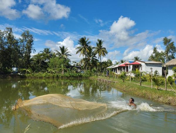 A la foto es mostra l'objecte sundarban jungle mahal resort situat a la ciutat de Gosāba.