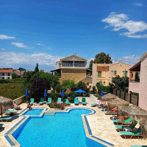 The photo shows the Lena Studios located in the city of Sidari.
