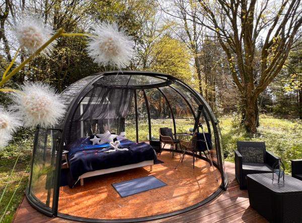 A la foto es mostra l'objecte Dôme Atmo'sphère, la tête dans les étoiles avec accès piscine situat a la ciutat de Saint-Évarzec.