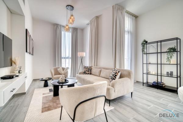 Na fotografii je vidět objekt Placid 2BR with Assistant Room at Mesk 1 Midtown Dubai Production City by Deluxe Holiday Homes nacházející se ve městě Dubaj.