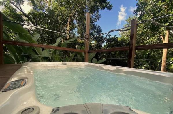 A la foto es mostra l'objecte Mahogany nature hamac et jacuzzi situat a la ciutat de Pigeon.