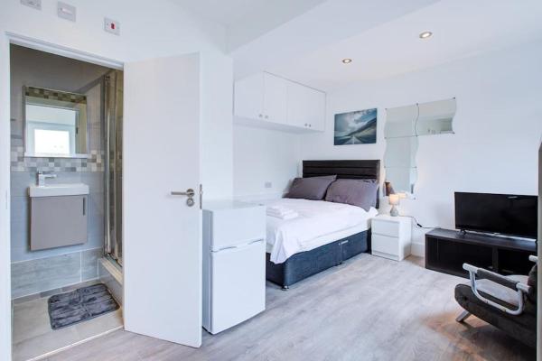A la foto es mostra l'objecte Comfy and Convenient Studio Suite Lewisham with Free street parking, WIFI and quick access to central London Sleep 3 situat a la ciutat de Forest Hill.