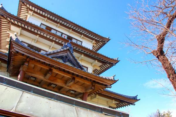 写真には磯原町市にあるお城の民宿　花ぐるまが写っています。
